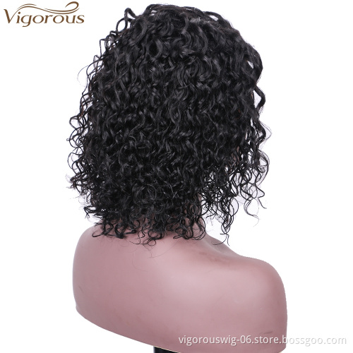 Vigorous Lace Frontal Human Hair Wig Pre Plucked Short Curly Brazilian Hair Wigs for Black Women 100% Real Hair